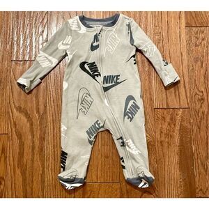 Nike grey footie zipper one piece 3 months